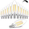 image12Pack Dimmable E12 LED Candelabra Bulbs 60W Equivalent 2700K Soft Warm White 600 Lumens B11 Candle Base 6W C35 LED Filament Vintage Light Bulbs Clear Glass for Chandelier Ceiling Fan High CRI 902700k Warm White