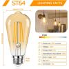 image12Packs ST64 Large Vintage LED Edison Bulbs 60W Equivalent 7W 800Lumens Dimmable Antique LED Filament 2700K Warm White E26 Medium Base Light Bulbs High Brightness Clear Glass for Bedroom OfficeSoft Warm Whiteamber