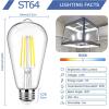 image12Packs ST64 Large Vintage LED Edison Bulbs 60W Equivalent 7W 800Lumens Dimmable Antique LED Filament 2700K Warm White E26 Medium Base Light Bulbs High Brightness Clear Glass for Bedroom OfficeDaylight White