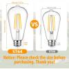 image12Packs ST64 Large Vintage LED Edison Bulbs 60W Equivalent 7W 800Lumens Dimmable Antique LED Filament 2700K Warm White E26 Medium Base Light Bulbs High Brightness Clear Glass for Bedroom OfficeSoft Warm White