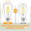 image12Packs ST64 Large Vintage LED Edison Bulbs 60W Equivalent 7W 800Lumens Dimmable Antique LED Filament 2700K Warm White E26 Medium Base Light Bulbs High Brightness Clear Glass for Bedroom OfficeNeutral White
