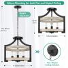 image3Light Rustic Farmhouse Pendant Hanging Light Adjustable Height Max 68in Convertible Vintage Semi Flush Mount Ceiling Light Fixture Black Metal Chandelier Walnut Wood Finish for Kitchen Dining RoomWooden Color