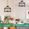 image3Light Rustic Farmhouse Pendant Hanging Light Adjustable Height Max 68in Convertible Vintage Semi Flush Mount Ceiling Light Fixture Black Metal Chandelier Walnut Wood Finish for Kitchen Dining RoomWalnut