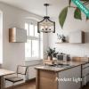 image3Light Rustic Farmhouse Pendant Hanging Light Adjustable Height Max 68in Convertible Vintage Semi Flush Mount Ceiling Light Fixture Black Metal Chandelier Walnut Wood Finish for Kitchen Dining RoomWooden Color