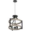 image3Light Rustic Farmhouse Pendant Hanging Light Adjustable Height Max 68in Convertible Vintage Semi Flush Mount Ceiling Light Fixture Black Metal Chandelier Walnut Wood Finish for Kitchen Dining RoomWooden Color