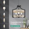 image3Light Rustic Farmhouse Pendant Hanging Light Adjustable Height Max 68in Convertible Vintage Semi Flush Mount Ceiling Light Fixture Black Metal Chandelier Walnut Wood Finish for Kitchen Dining RoomWooden Color