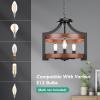 image3Light Rustic Farmhouse Pendant Hanging Light Adjustable Height Max 68in Convertible Vintage Semi Flush Mount Ceiling Light Fixture Black Metal Chandelier Walnut Wood Finish for Kitchen Dining RoomWalnut