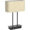 image3Way Dimmable Touch Control Table Lamp with 2 USB Ports and AC Power Outlet Modern Bedside Nightstand Lamp Fabric Shade and Metal Base for Guestroom Bedroom Living Room LED Bulb Included Warm WhiteCream