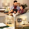 image3Way Dimmable Touch Control Table Lamp with 2 USB Ports and AC Power Outlet Modern Bedside Nightstand Lamp Fabric Shade and Metal Base for Guestroom Bedroom Living Room LED Bulb Included Warm WhiteGray