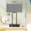 image3Way Dimmable Touch Control Table Lamp with 2 USB Ports and AC Power Outlet Modern Bedside Nightstand Lamp Fabric Shade and Metal Base for Guestroom Bedroom Living Room LED Bulb Included Warm WhiteGray