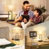 image3Way Dimmable Touch Control Table Lamp with 2 USB Ports and AC Power Outlet Modern Bedside Nightstand Lamp Fabric Shade and Metal Base for Guestroom Bedroom Living Room LED Bulb Included Warm WhiteCream