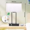 image3Way Dimmable Touch Control Table Lamp with 2 USB Ports and AC Power Outlet Modern Bedside Nightstand Lamp Fabric Shade and Metal Base for Guestroom Bedroom Living Room LED Bulb Included Warm WhiteWhite