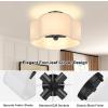 image4Light Semi Flush Mount Ceiling Light Fixture Gold Modern Close to Ceiling Lamp with White Fabric Shade Farmhouse Bright Lighting Brass Finish for Nursery Kids Room Bedroom Kitchen Hallway EntrywayWhite  Black
