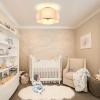 image4Light Semi Flush Mount Ceiling Light Fixture Gold Modern Close to Ceiling Lamp with White Fabric Shade Farmhouse Bright Lighting Brass Finish for Nursery Kids Room Bedroom Kitchen Hallway EntrywayWhite  Gold
