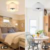 image4Light Semi Flush Mount Ceiling Light Fixture Gold Modern Close to Ceiling Lamp with White Fabric Shade Farmhouse Bright Lighting Brass Finish for Nursery Kids Room Bedroom Kitchen Hallway EntrywayWhite  Black