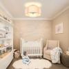 image4Light Semi Flush Mount Ceiling Light Fixture Gold Modern Close to Ceiling Lamp with White Fabric Shade Farmhouse Bright Lighting Brass Finish for Nursery Kids Room Bedroom Kitchen Hallway EntrywayWhite  Silver