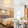 image4Light Semi Flush Mount Ceiling Light Fixture Gold Modern Close to Ceiling Lamp with White Fabric Shade Farmhouse Bright Lighting Brass Finish for Nursery Kids Room Bedroom Kitchen Hallway EntrywayWhite  Silver