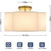 image4Light Semi Flush Mount Ceiling Light Fixture Gold Modern Close to Ceiling Lamp with White Fabric Shade Farmhouse Bright Lighting Brass Finish for Nursery Kids Room Bedroom Kitchen Hallway EntrywayWhite  Gold