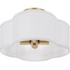 image4Light Semi Flush Mount Ceiling Light Fixture Gold Modern Close to Ceiling Lamp with White Fabric Shade Farmhouse Bright Lighting Brass Finish for Nursery Kids Room Bedroom Kitchen Hallway EntrywayWhite  Gold