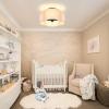 image4Light Semi Flush Mount Ceiling Light Fixture Gold Modern Close to Ceiling Lamp with White Fabric Shade Farmhouse Bright Lighting Brass Finish for Nursery Kids Room Bedroom Kitchen Hallway EntrywayWhite  Black