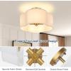 image4Light Semi Flush Mount Ceiling Light Fixture Gold Modern Close to Ceiling Lamp with White Fabric Shade Farmhouse Bright Lighting Brass Finish for Nursery Kids Room Bedroom Kitchen Hallway EntrywayWhite  Gold
