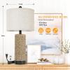 imageBesLowe 26quot Farmhouse Table Lamp for Bedroom Set of 2 Bedside Table Lamps with Handmade Seagrass Base and 2 USB Ports Rustic Rattan Nightstand Lamps for Coastal Living Room HomeBlack