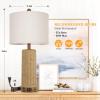 imageBesLowe 26quot Farmhouse Table Lamp for Bedroom Set of 2 Bedside Table Lamps with Handmade Seagrass Base and 2 USB Ports Rustic Rattan Nightstand Lamps for Coastal Living Room HomeBrown