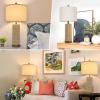 imageBesLowe 26quot Farmhouse Table Lamp for Bedroom Set of 2 Bedside Table Lamps with Handmade Seagrass Base and 2 USB Ports Rustic Rattan Nightstand Lamps for Coastal Living Room HomeBrown