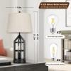 imageBesLowe 2Light Farmhouse Rustic Touch Table Lamps Grey 3Way Dimmable Bedside Lamps with 2 USB Ports for Bedroom End Table Lamps for Living Room with Gray Shades 4 LED Bulbs Included Set of 2Vintage