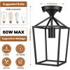 imageBesLowe 2Pack Farmhouse Semi Flush Mount Ceiling Light Fixtures for Hallway Industrial Close to Ceiling Lighting for Entryway Kitchen Foyer Laundry Black