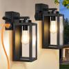 imageBesLowe 2Pack Porch Lights Outdoor with UL Certified Outlet Modern Outdoor Wall Lights Exterior Lighting Fixtures Waterproof Exterior Wall Sconces Outside Lights for House Front Door Garage BlackBlack