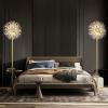 imageBesLowe 69 Crystal Floor Lamp for Living Room Modern Standing Lamp with 738PCS K9 Crystals Tall Lamp Pole Light for Bedroom Office Mid Century Silver Floor Lighting with 9 LED Bulbs ChromeGold