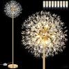 imageBesLowe 69 Crystal Floor Lamp for Living Room Modern Standing Lamp with 738PCS K9 Crystals Tall Lamp Pole Light for Bedroom Office Mid Century Silver Floor Lighting with 9 LED Bulbs ChromeGold