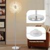 imageBesLowe 69 Crystal Floor Lamp for Living Room Modern Standing Lamp with 738PCS K9 Crystals Tall Lamp Pole Light for Bedroom Office Mid Century Silver Floor Lighting with 9 LED Bulbs ChromeSilver