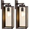 imageBesLowe Outdoor Wall Light Fixtures Exterior Waterproof Wall Lanterns Porch Sconces Lighting with E26 Sockets Modern White Outside Lights for House Patio Front Door Entryway 2PackDistressed Brown