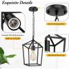 imageFarmhouse Black Pendant Light for Kitchen Island Industrial Hanging Lantern Fixture Modern Metal Cage Lamp Chandelier Lighting for Dinning Room Hallway 49in Adjustable Chain for Flat ampamp Sloped Ceiling