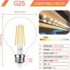 imageG25 LED Edison Dimmable Globe Light Bulbs 100Watt Equivalent 1200LM 5000K Daylight White LED Vanity Light 8W E26 Medium Base Vintage Filament Bulbs for Bedroom Bathroom Makeup Mirror Pendant 4 PacksWarm White