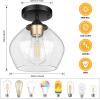 imageModern Semi Flush Mount Ceiling Light with Clear Glass Shade Industrial Close to Ceiling Light Black Hanging Ceiling Light Fixture for Hallway Bedroom Dining Room Entryway FoyerGold