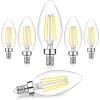 image12Pack Dimmable E12 LED Candelabra Bulbs 60W Equivalent 2700K Soft Warm White 600 Lumens B11 Candle Base 6W C35 LED Filament Vintage Light Bulbs Clear Glass for Chandelier Ceiling Fan High CRI 905000k Daylight White