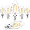 image12Pack Dimmable E12 LED Candelabra Bulbs 60W Equivalent 2700K Soft Warm White 600 Lumens B11 Candle Base 6W C35 LED Filament Vintage Light Bulbs Clear Glass for Chandelier Ceiling Fan High CRI 902700k Warm White