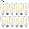 image12Packs ST64 Large Vintage LED Edison Bulbs 60W Equivalent 7W 800Lumens Dimmable Antique LED Filament 2700K Warm White E26 Medium Base Light Bulbs High Brightness Clear Glass for Bedroom OfficeDaylight White
