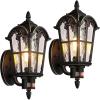 image16in 2Pack Large Motion Sensor Outdoor Wall Lights Dusk to Dawn Porch Lights Wall Mount Vintage Exterior Light Fixtures Sconces Lighting Black Wall Lanterns Outside Lights for House Front DoorBlack with Gold Trim