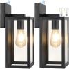 image2Pack Dusk to Dawn Outdoor Wall Light Fixtures with 2 LED Bulbs Exterior Wall Mount Lanterns Waterproof Wall Sconces in Matte Black AntiRust Wall Lamps with Clear Glass for Doorway Porch Garage1535 x 1319 x 701in
