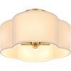image4Light Semi Flush Mount Ceiling Light Fixture Gold Modern Close to Ceiling Lamp with White Fabric Shade Farmhouse Bright Lighting Brass Finish for Nursery Kids Room Bedroom Kitchen Hallway EntrywayWhite  Gold