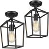 imageBesLowe 2Pack Farmhouse Semi Flush Mount Ceiling Light Fixtures for Hallway Industrial Close to Ceiling Lighting for Entryway Kitchen Foyer Laundry Black