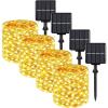 imageExtraLong 288FT 800LED Solar Fairy String Lights 4Pack 72FT 200 LED Outdoor Twinkle Lights Waterproof 8 Lighting Modes Cool White Silver Wire Lights for Deck Backyard Tree Garden Fence Pool PartyWarm White