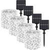 imageExtraLong 288FT 800LED Solar Fairy String Lights 4Pack 72FT 200 LED Outdoor Twinkle Lights Waterproof 8 Lighting Modes Cool White Silver Wire Lights for Deck Backyard Tree Garden Fence Pool PartyDaylight White