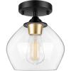 imageModern Semi Flush Mount Ceiling Light with Clear Glass Shade Industrial Close to Ceiling Light Black Hanging Ceiling Light Fixture for Hallway Bedroom Dining Room Entryway FoyerGold
