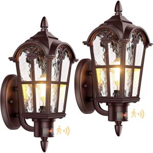 image16in 2Pack Large Motion Sensor Outdoor Wall Lights Dusk to Dawn Porch Lights Wall Mount Vintage Exterior Light Fixtures Sconces Lighting Black Wall Lanterns Outside Lights for House Front DoorOilRubbed Bronze