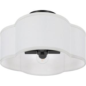 image4Light Semi Flush Mount Ceiling Light Fixture Gold Modern Close to Ceiling Lamp with White Fabric Shade Farmhouse Bright Lighting Brass Finish for Nursery Kids Room Bedroom Kitchen Hallway EntrywayWhite  Black